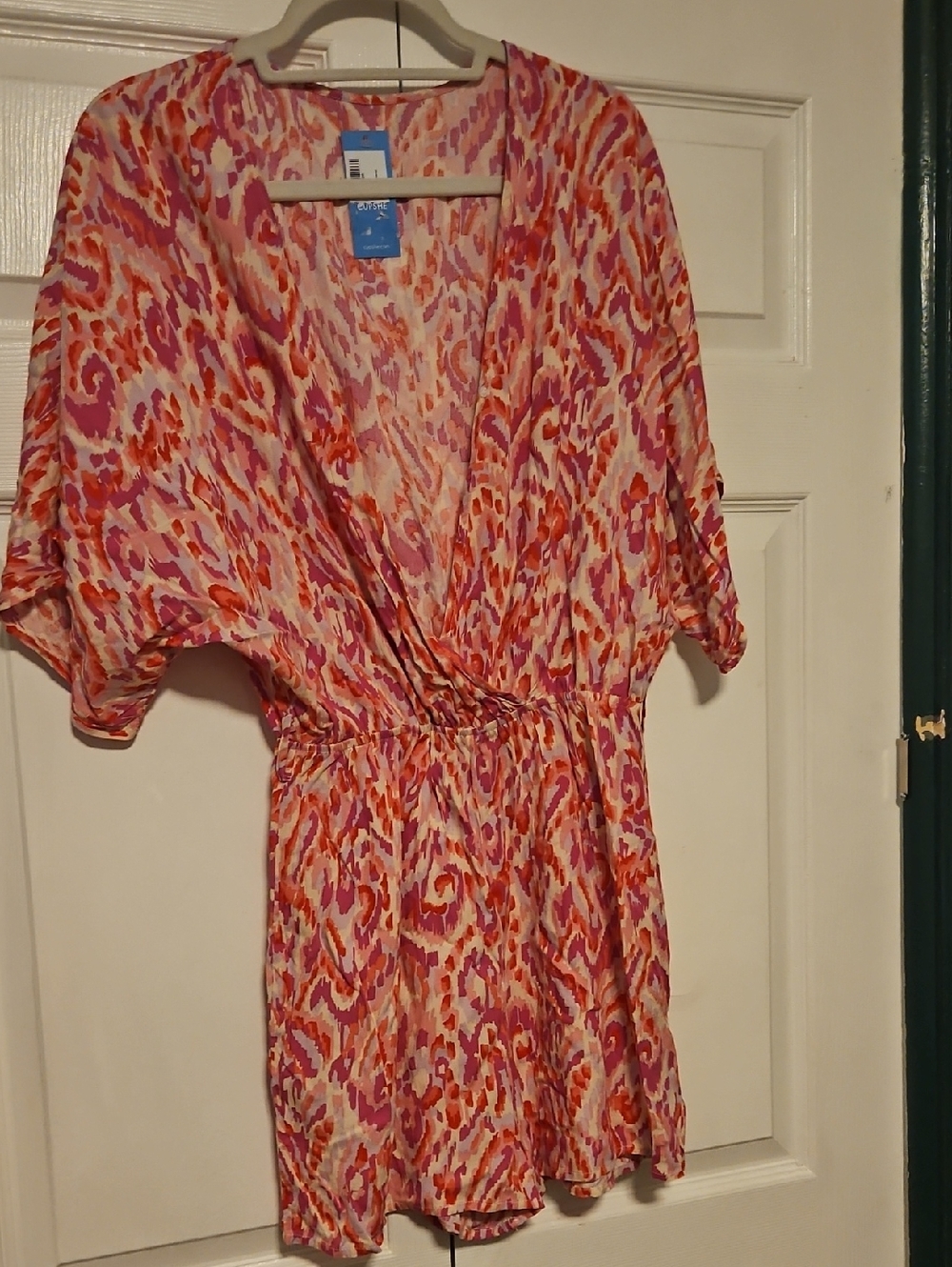 Cupshe Pink and Orange Abstract Wrap Romper